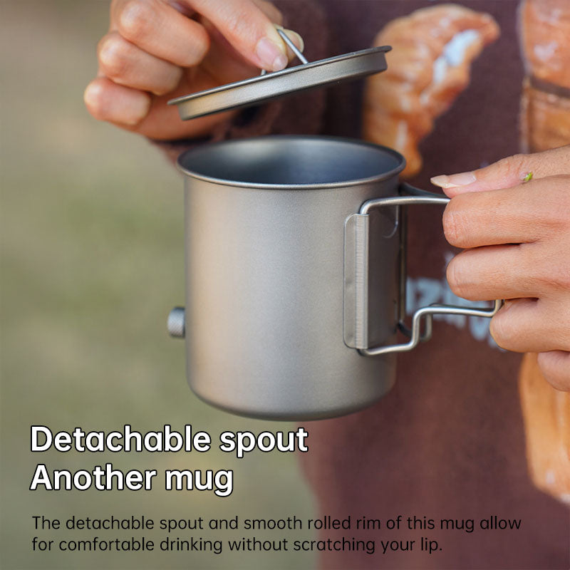 420ml Titanium Pour Over Coffee Kettle with Gooseneck Spout & Folding Handle - Lightweight Portable for Camping, Hiking, Travel