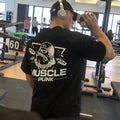 تي شيرت MUSCLE PUNK الأصلي الفضفاض بمقاس كبير وأكمام نصفية، ماركة أزياء رجالية مطبوعة، قميص لياقة بدنية بياقة دائرية وأكمام قصيرة