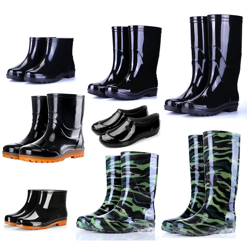 Taobao حذاء مطر رجالي بنعل لحم بقري مموه مقاوم للماء وغير قابل للانزلاق ومقاوم للاهتراء أحذية مائية مبطنة بالصوف الدافئ أحذية واقية للعمل مبيعات بالجملة