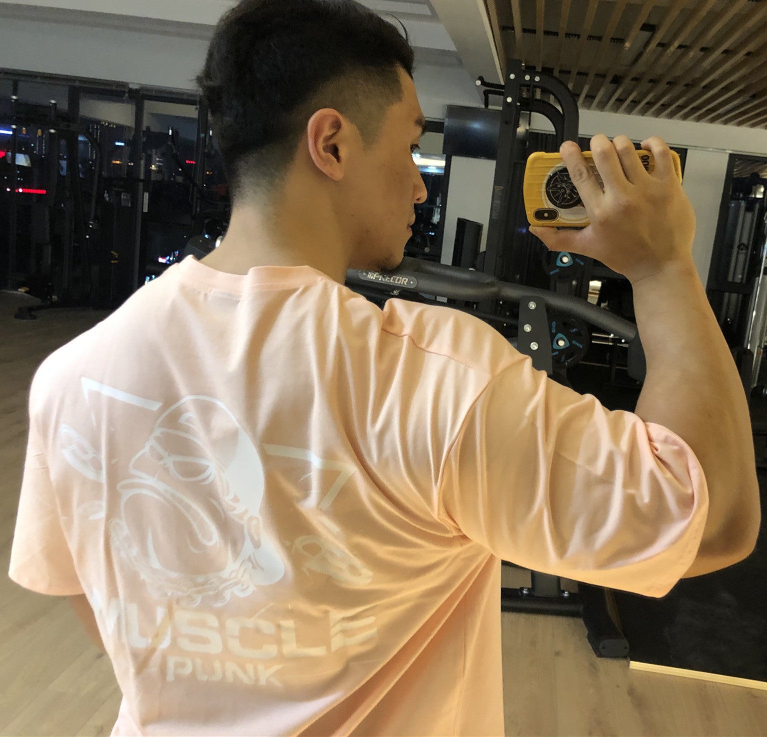 تي شيرت MUSCLE PUNK الأصلي الفضفاض بمقاس كبير وأكمام نصفية، ماركة أزياء رجالية مطبوعة، قميص لياقة بدنية بياقة دائرية وأكمام قصيرة